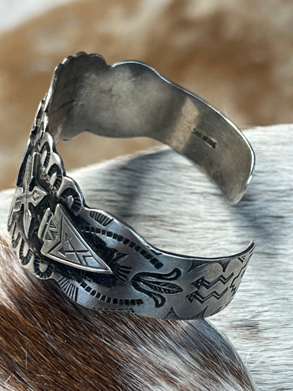 A Fred Harvey Era Vintage Navajo Silver Thunderbird Cuff