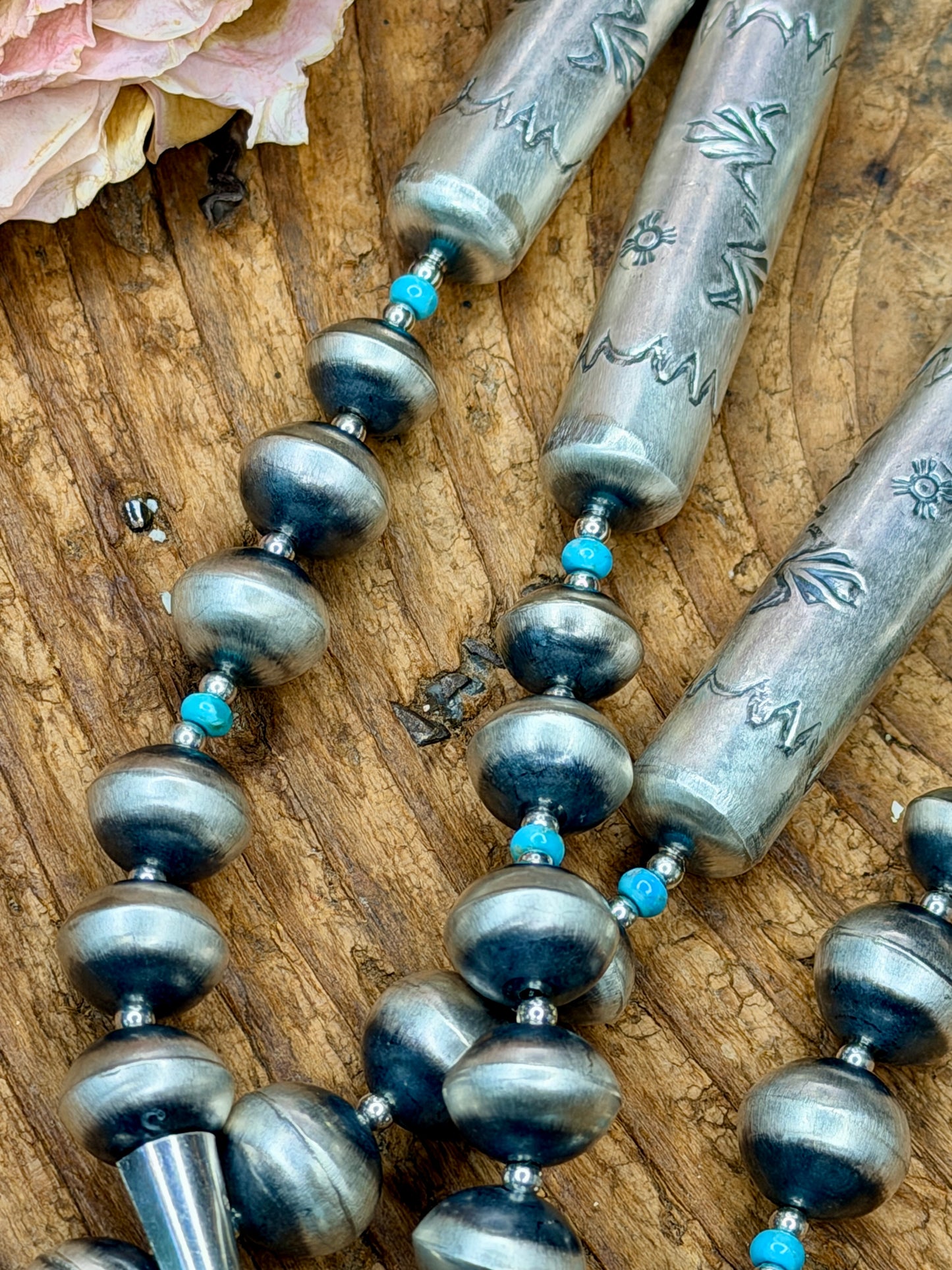 Sharon Cooley 34" Navajo Pearl and Turquoise Necklace and Earring Set
