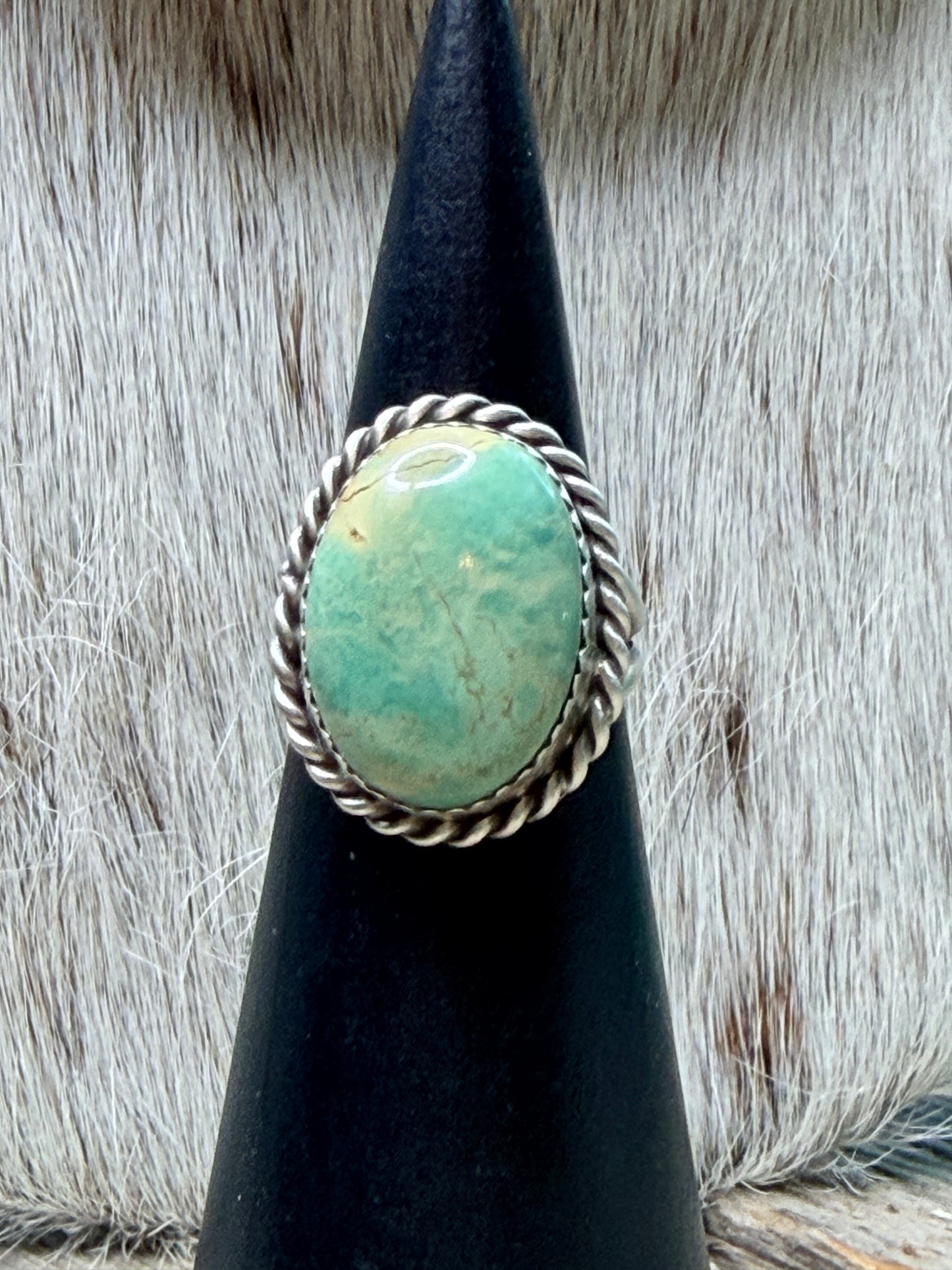 Native American Royston Dome Turquoise Sterling Silver Ring Size 6