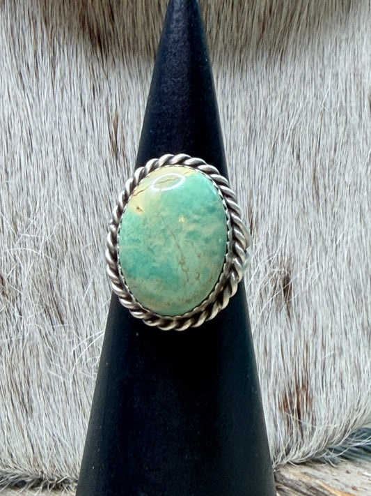 Native American Royston Dome Turquoise Sterling Silver Ring Size 6