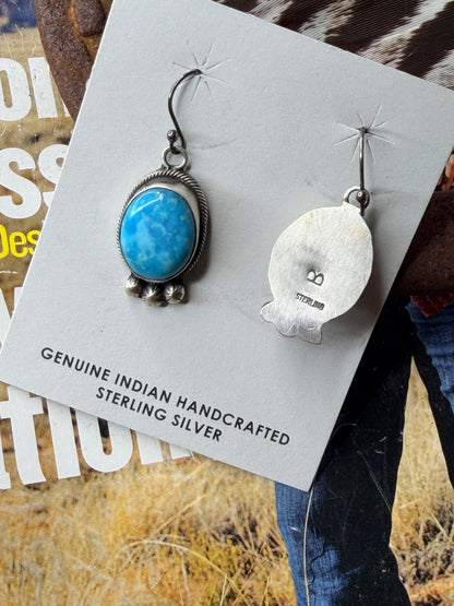 Navajo Handmade White Water Turquoise Earrings