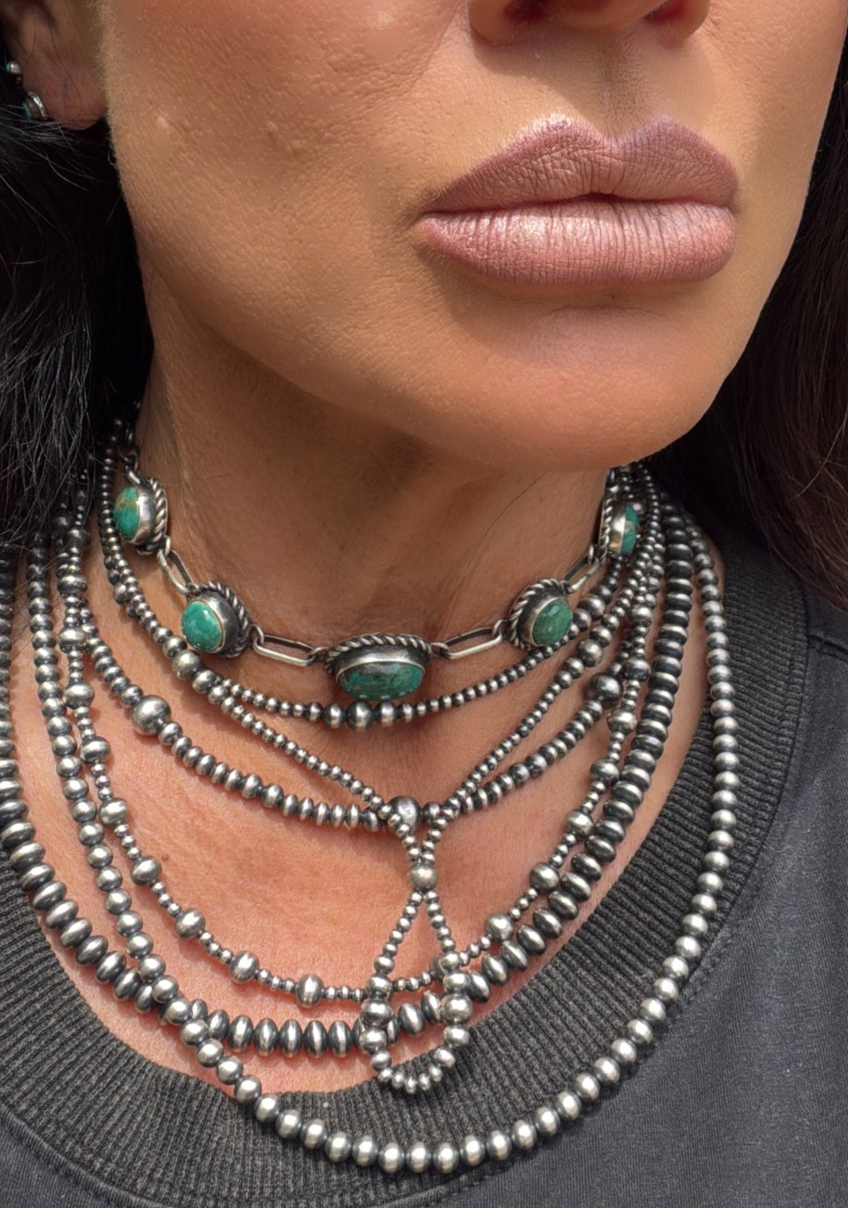 Native Made Augustine Largo 5 Stone Kingman Turquoise Choker