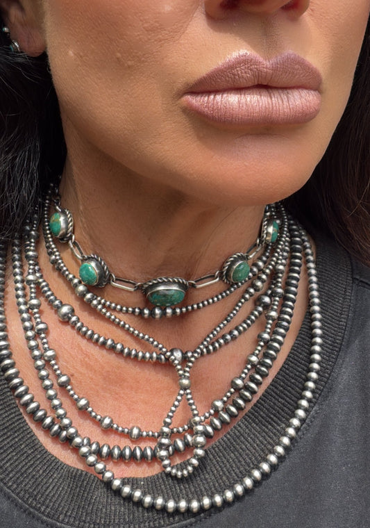 Native Made Augustine Largo 5 Stone Kingman Turquoise Choker