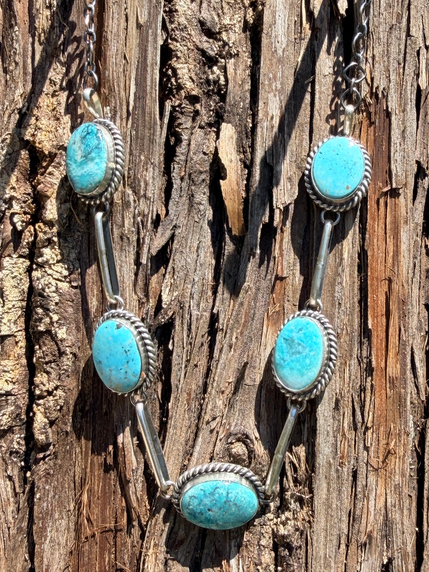 5 Stone Turquoise Choker By Native American Master Silversmith Mary Ann Spencer