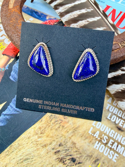 Authentic Navajo Lapis Studs by Theresa Smith