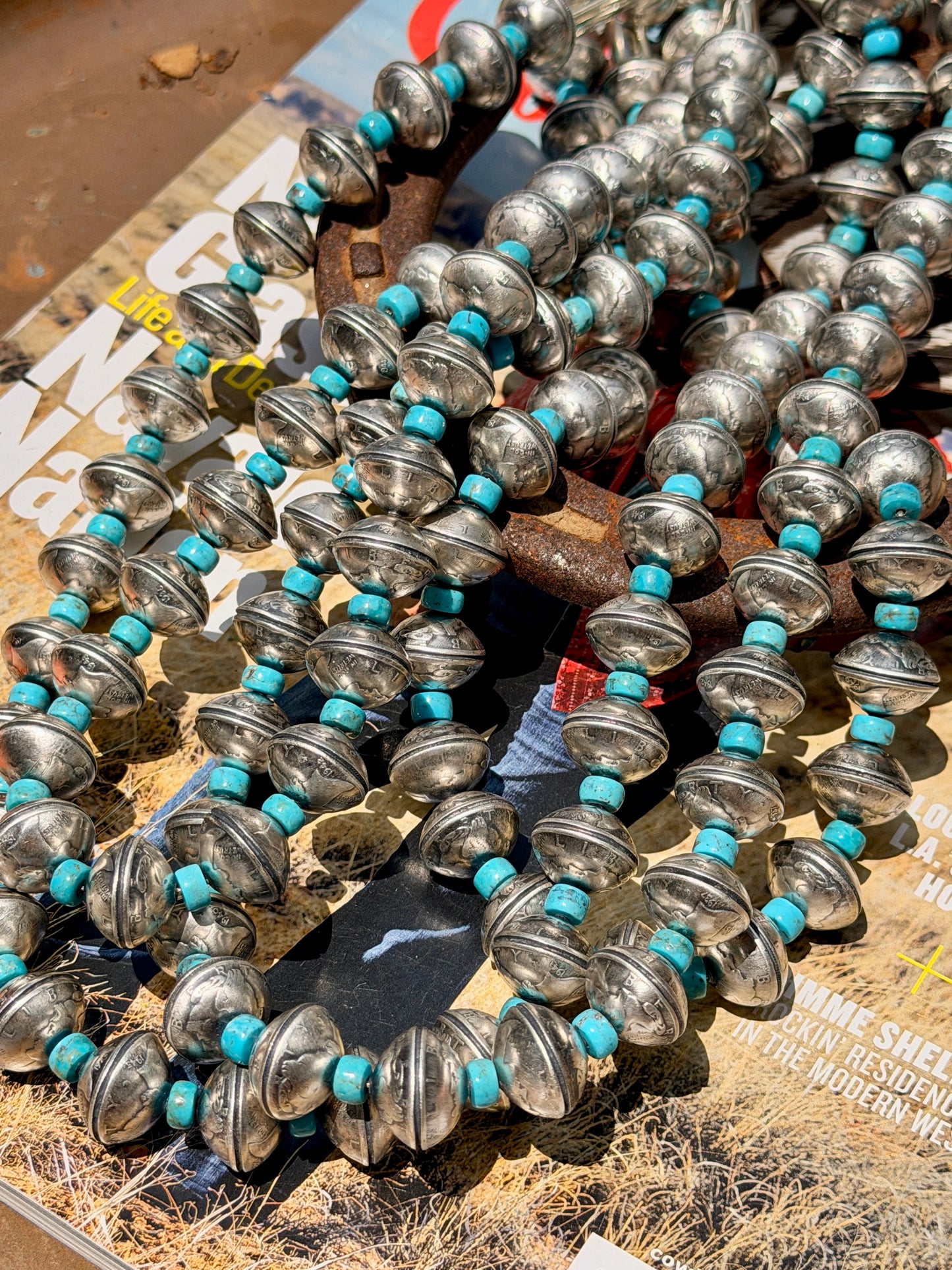 James McCabe Handmade Mercury Dime and Turquoise Necklace