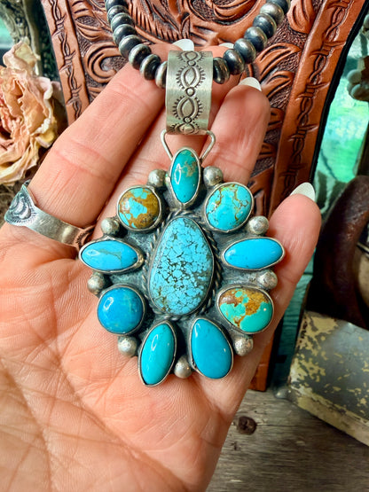 Large Cluster Turquoise Pendant by Geraldine James