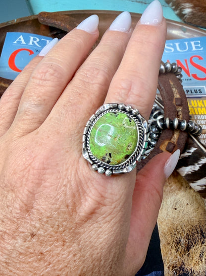 Authentic Gaspeite Ring size 7.5 by Samuel Yellowhair