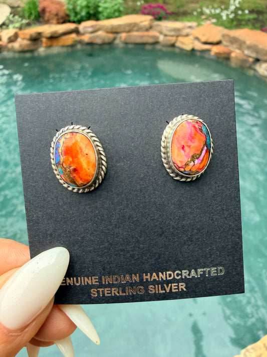 Native Made Pink Dream Oval Earrings