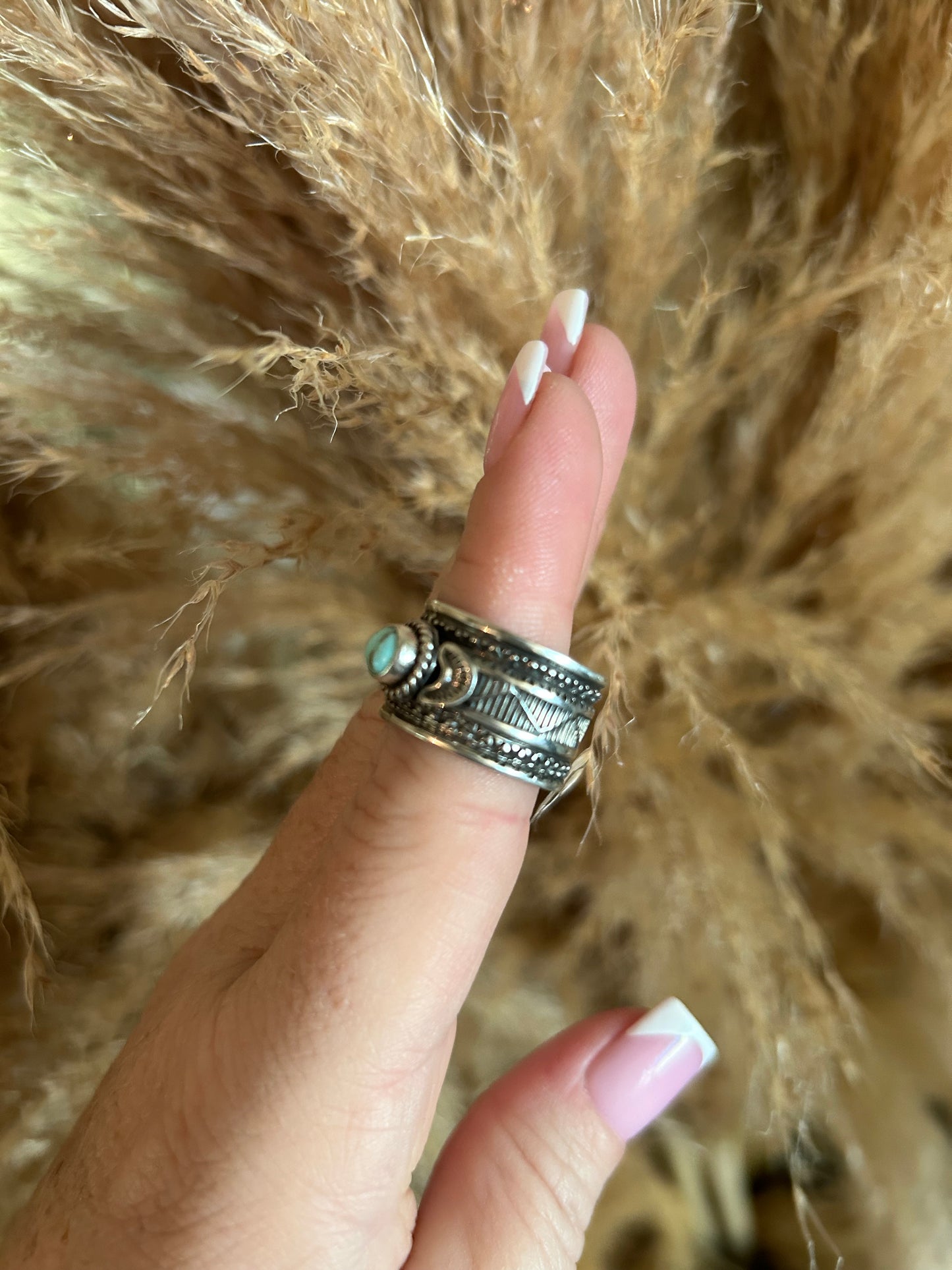 Kingman Turquoise Ring by Delayne Reeves Size 7