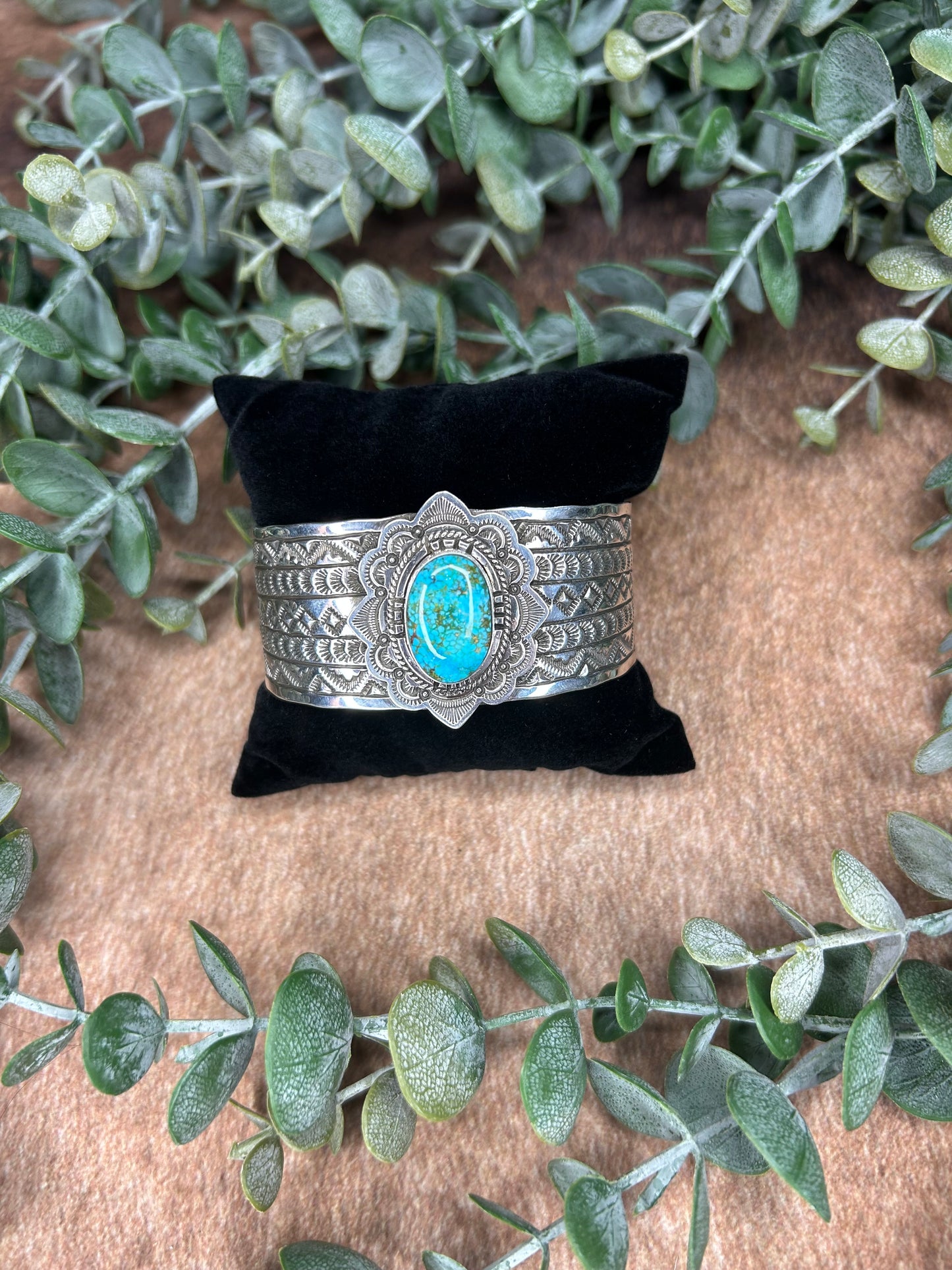 Native Madd Turquoise & Sterling Silver Cuff by Eula Wylie