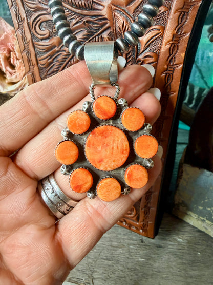 Native Made Spiny Oyster Flower Cluster Pendant by Selena Warner