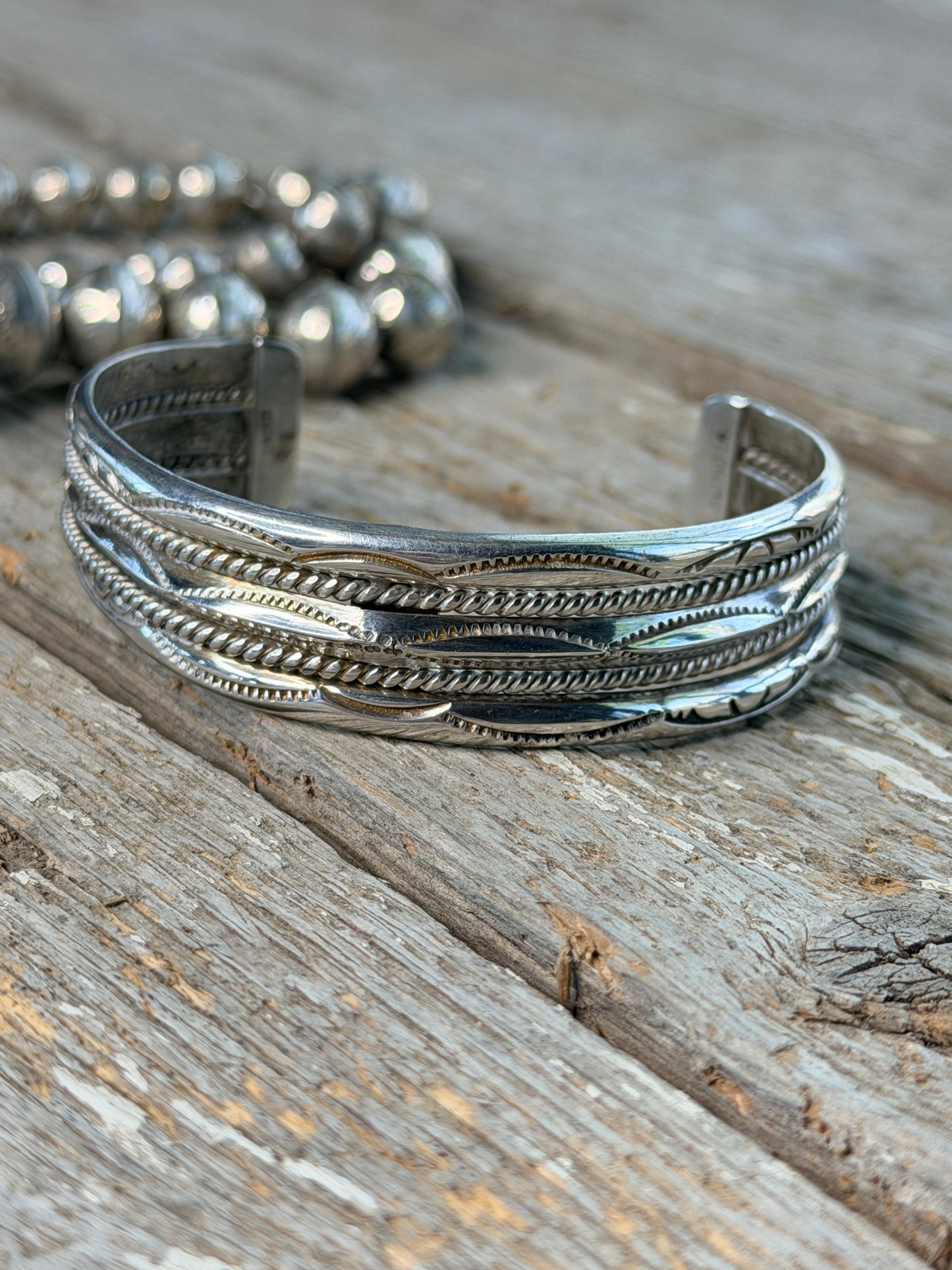 Authentic Vintage Native American Navajo Sterling Silver Cuff by Tahe