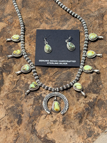 Authentic Palomino Squash Blossom Necklace Set