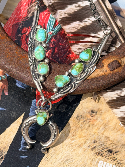 Tom Lewis Navajo Handmade Sonoran Gold Naja Necklace