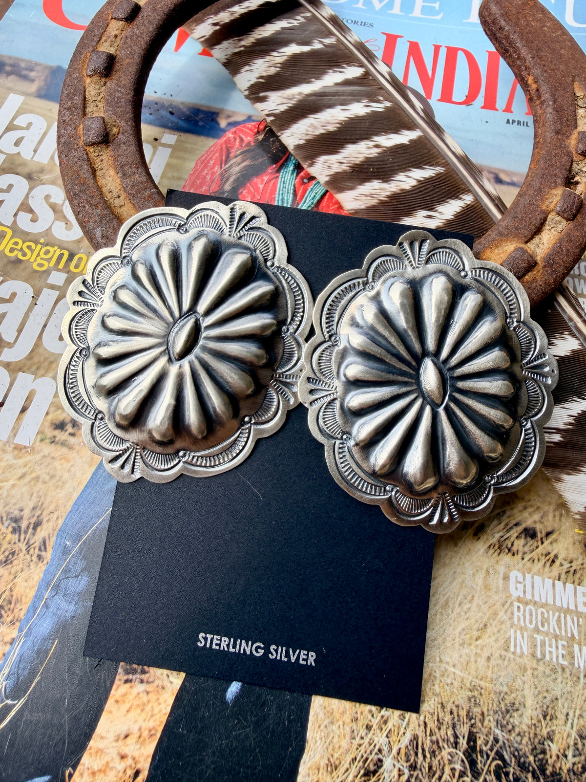 Arnold Blackgoat Giant Sterling Silver Concho Studs