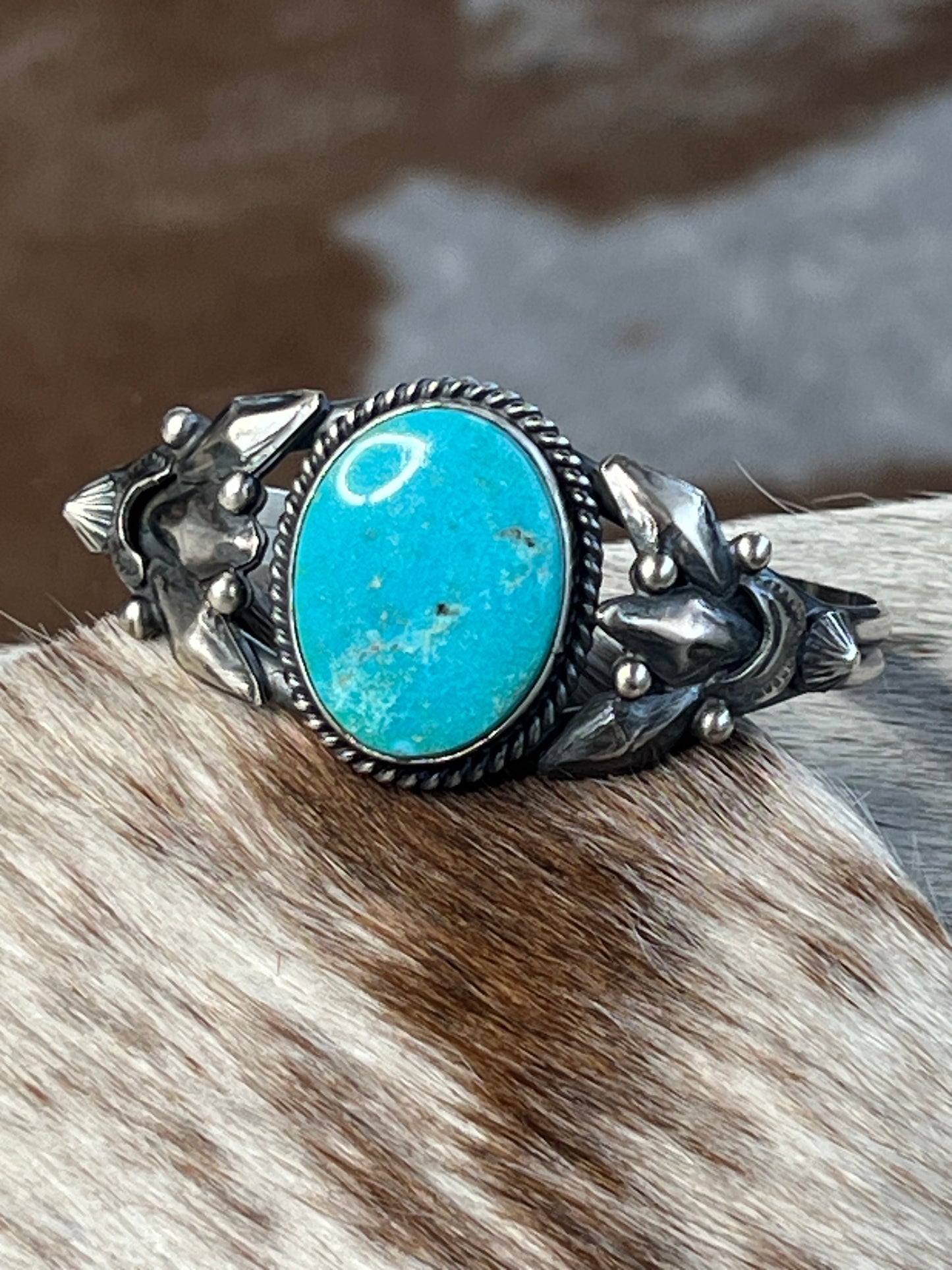 Gorgeous Authentic Navajo Large Turquoise Stone Cuff