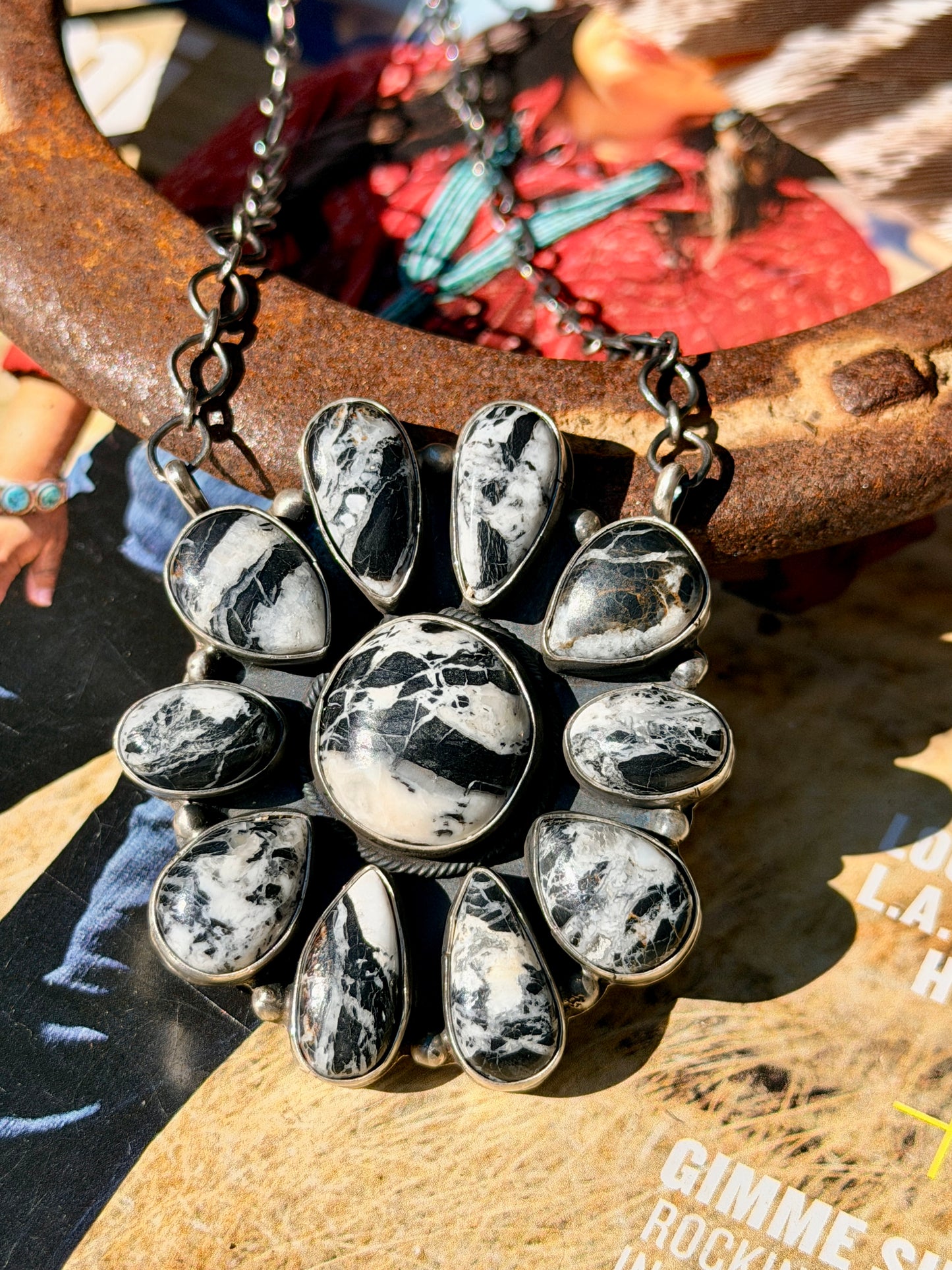 Native Made White Buffalo & Sterling Silver Necklace