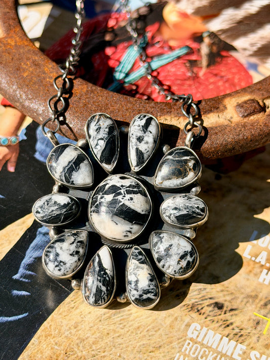 Native Made White Buffalo & Sterling Silver Necklace