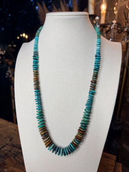 Navajo Handmade Turquoise Beaded Necklace by Kimberly Tom 26”