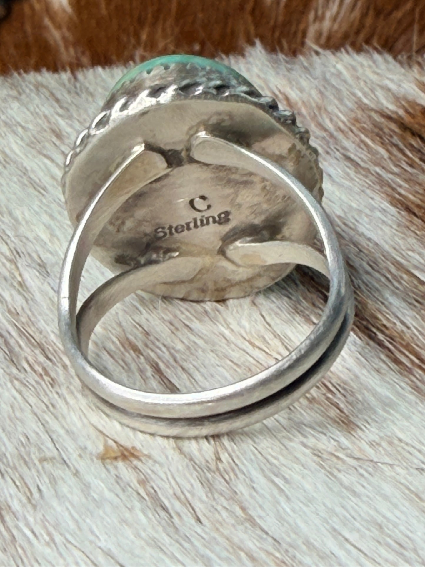 Native American Royston Dome Turquoise Sterling Silver Ring Size 6