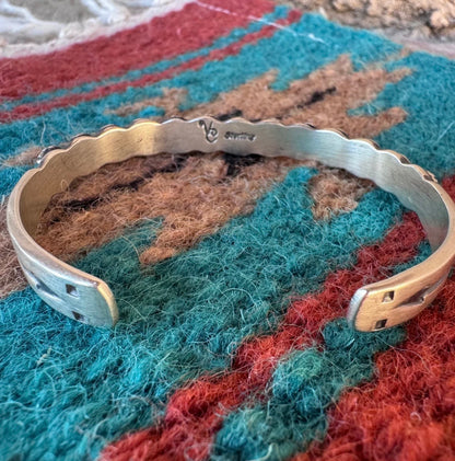 HANDCRAFTED STERLING SILVER STUDDED CUFF BRACELET