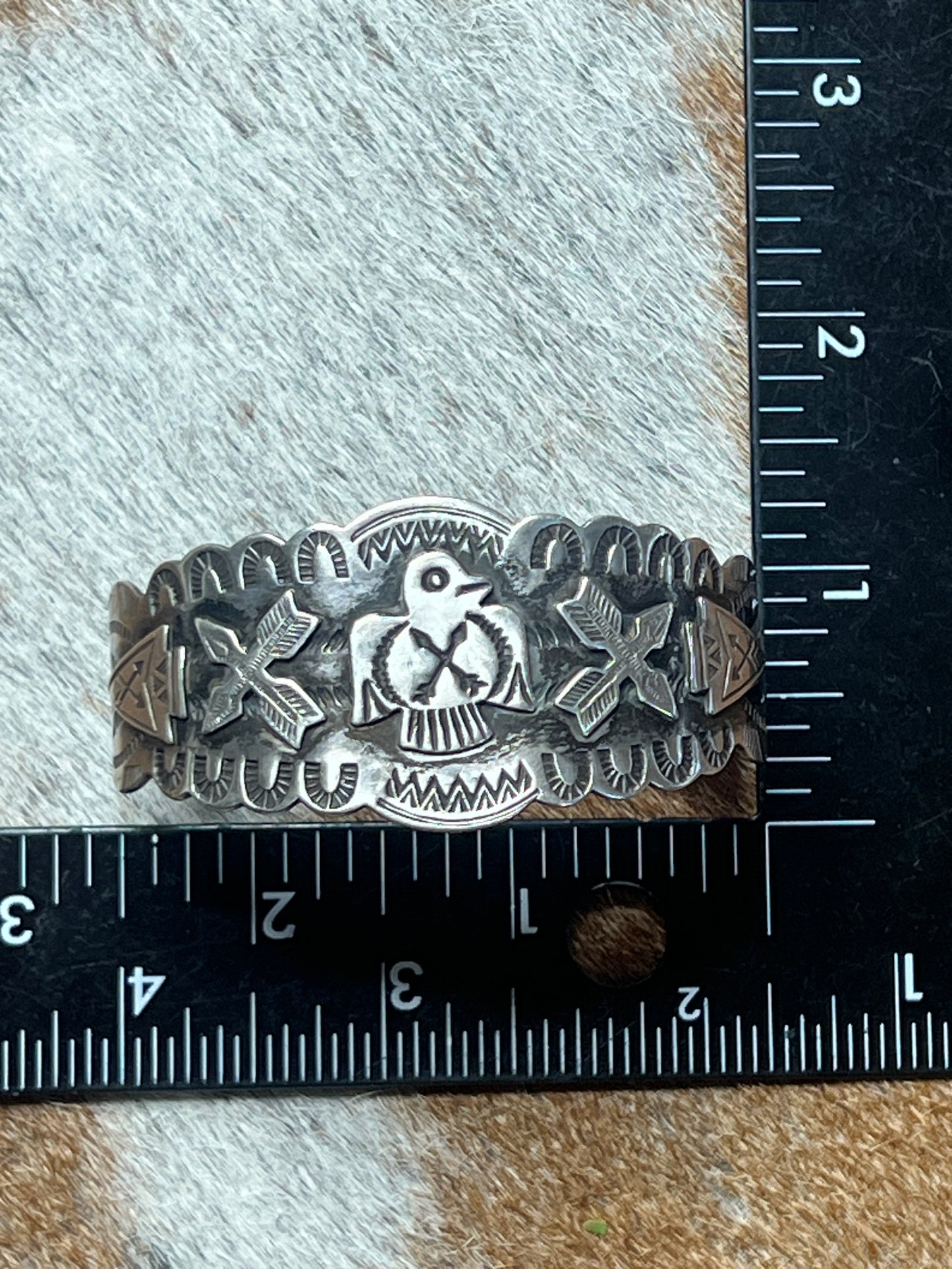 A Fred Harvey Era Vintage Navajo Silver Thunderbird Cuff