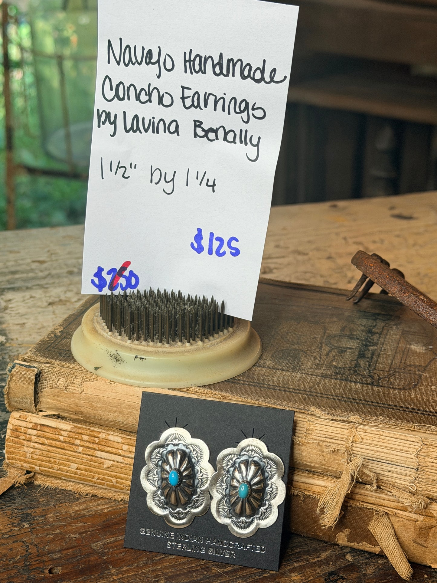 Navajo Handmade Concho Earrings by Lavina Benally