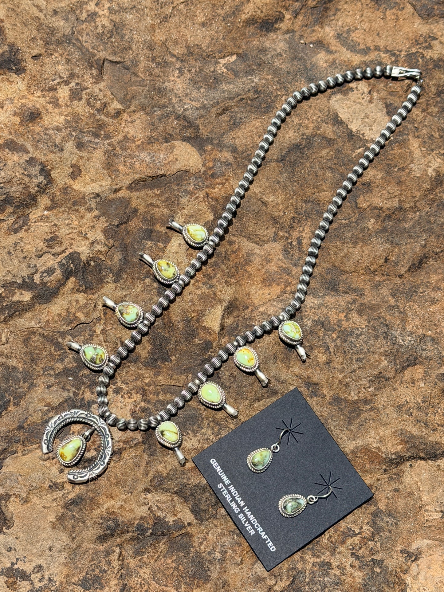 Authentic Palomino Squash Blossom Necklace Set