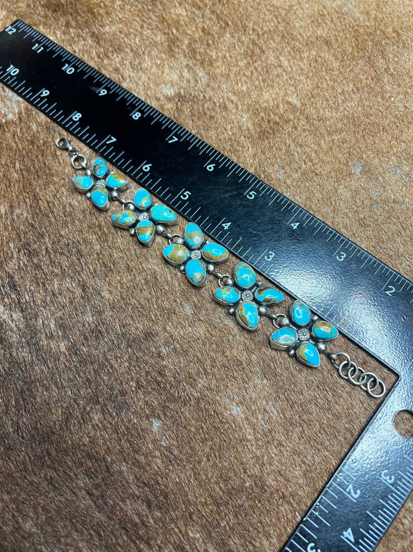 Native Made 20 stones, 5 clusters with Sterling Silver Beading and Starbust Bracelet