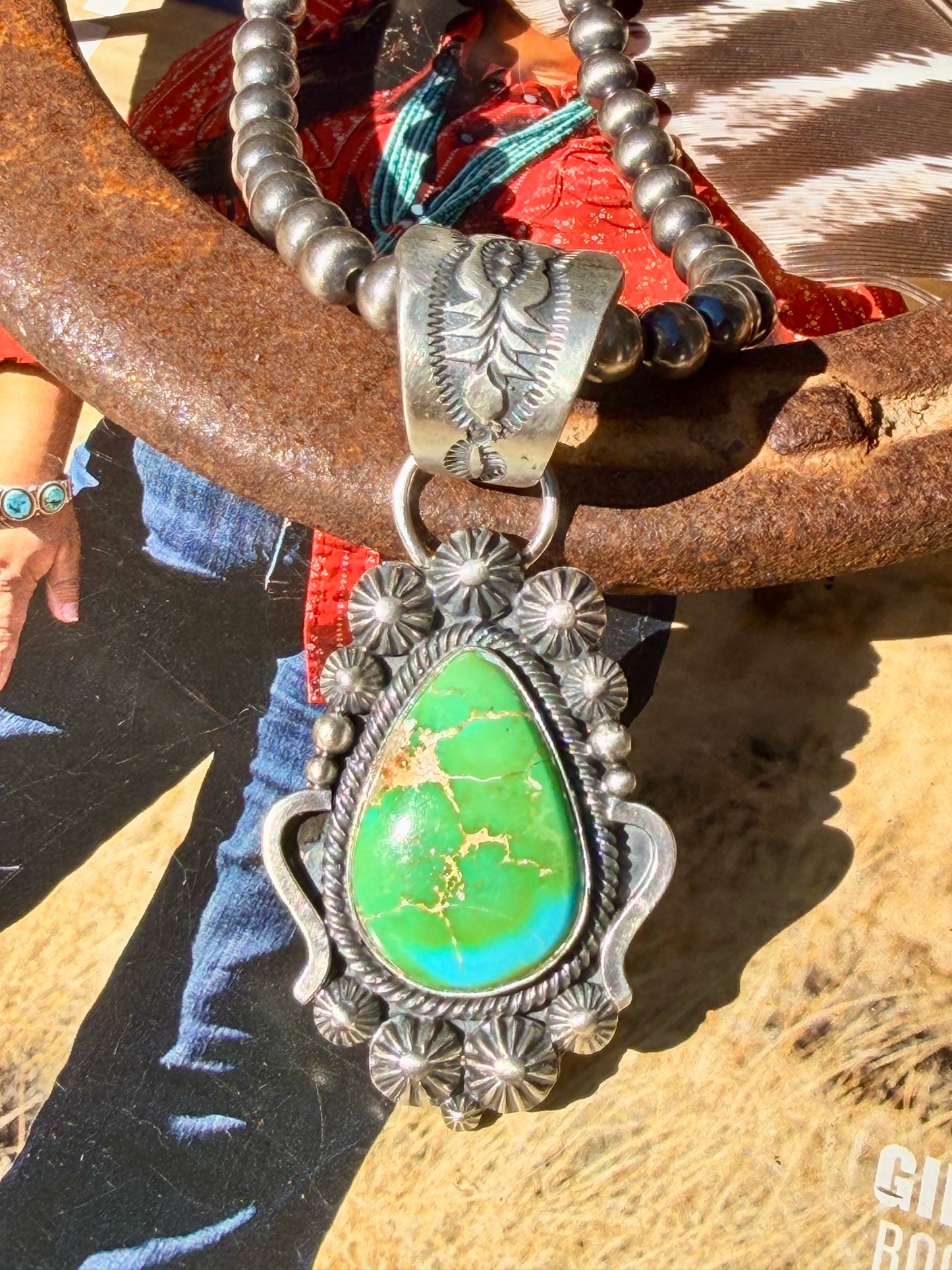 Native Made Sonoran Gold Pendant and Necklace by Tom Lewis
