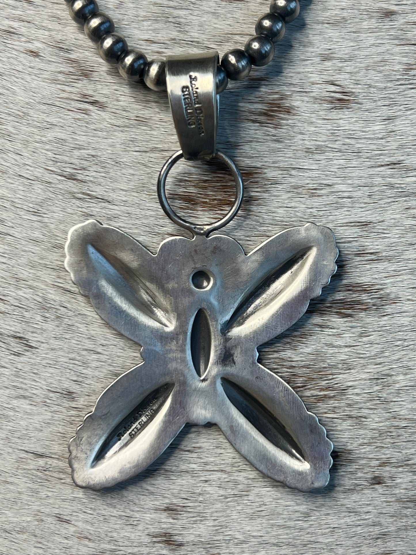 Sterling Silver Butterfly Pendant Necklace by Roland Dixson