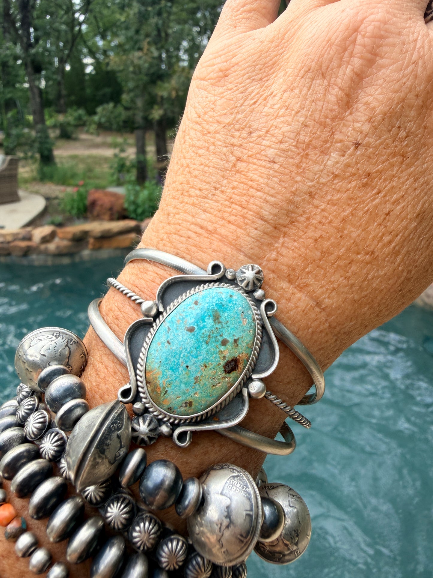 Large Native Made Turquoise Cuff