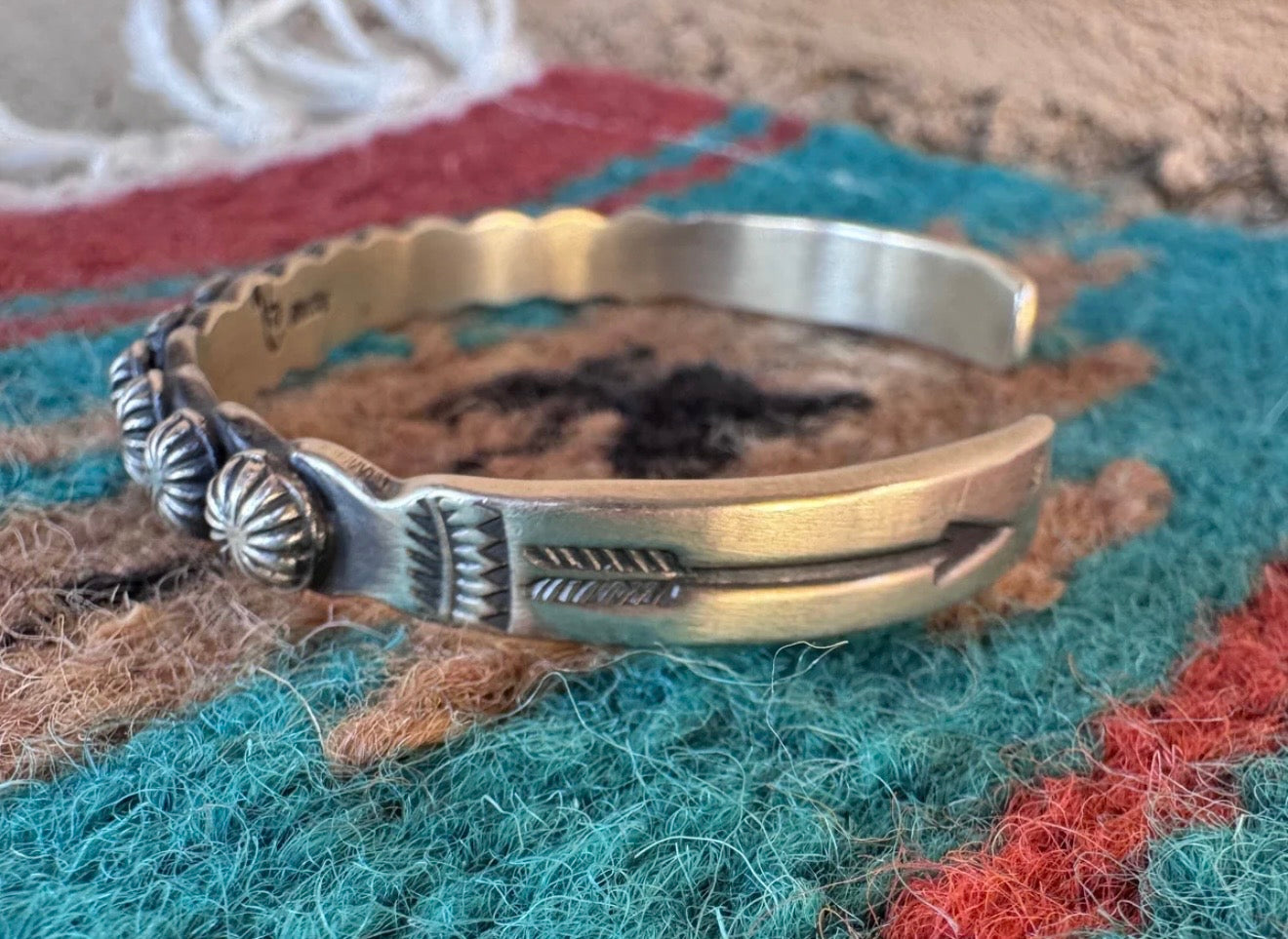 HANDCRAFTED STERLING SILVER STUDDED CUFF BRACELET