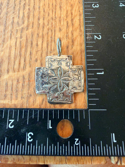 Native Made Sterling Silver Cross Pendant