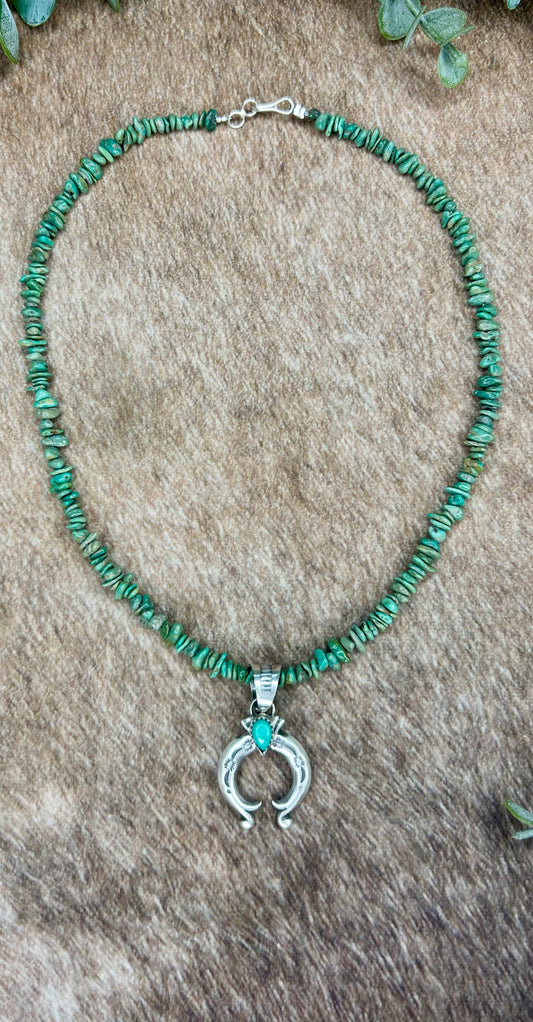 Louise Joe Sterling Silver Turquoise Naja Native American Navajo Necklace