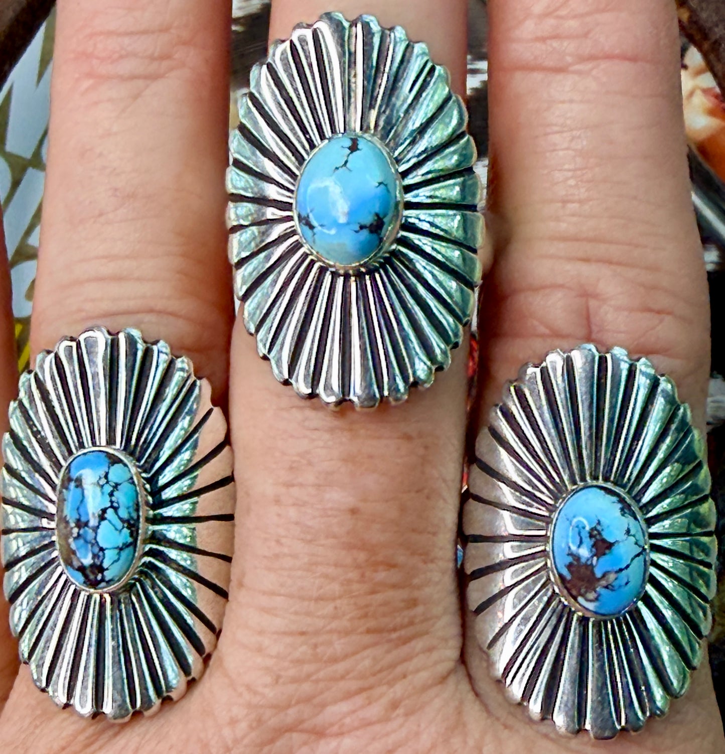 Golden Hills Concho Adjustable Ring by Victor Coriz