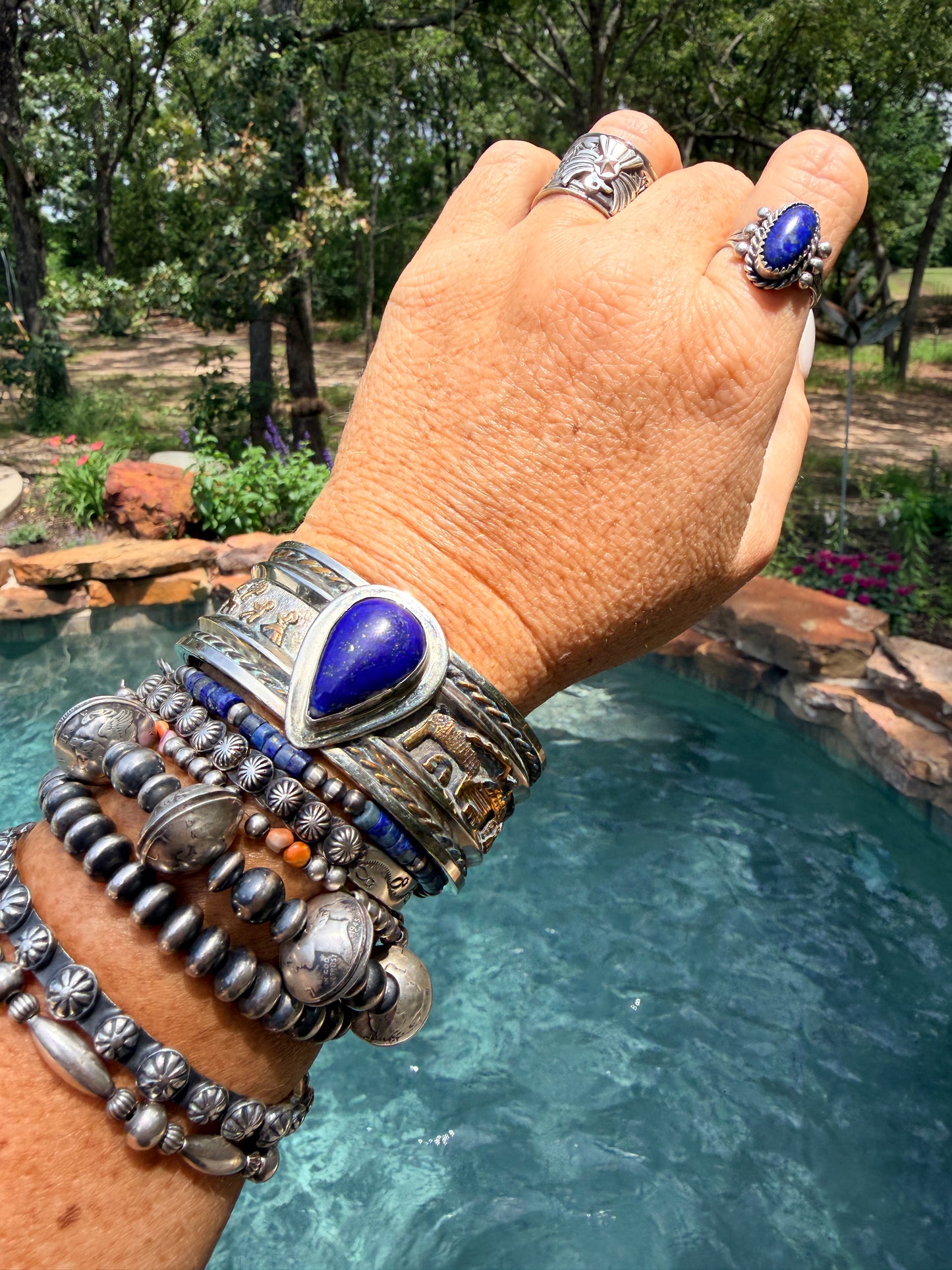 HANDCRAFTED STERLING SILVER STUDDED CUFF BRACELET