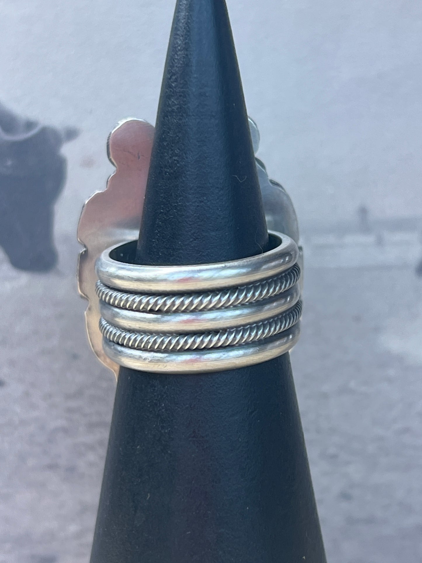 Navajo Turquoise and Silver Ring by Michael Calladitto size 8