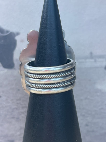 Navajo Turquoise and Silver Ring by Michael Calladitto size 8
