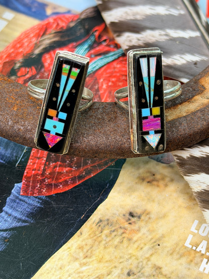 Navajo Night Sky Multi-Color Inlay Adjustable Ring