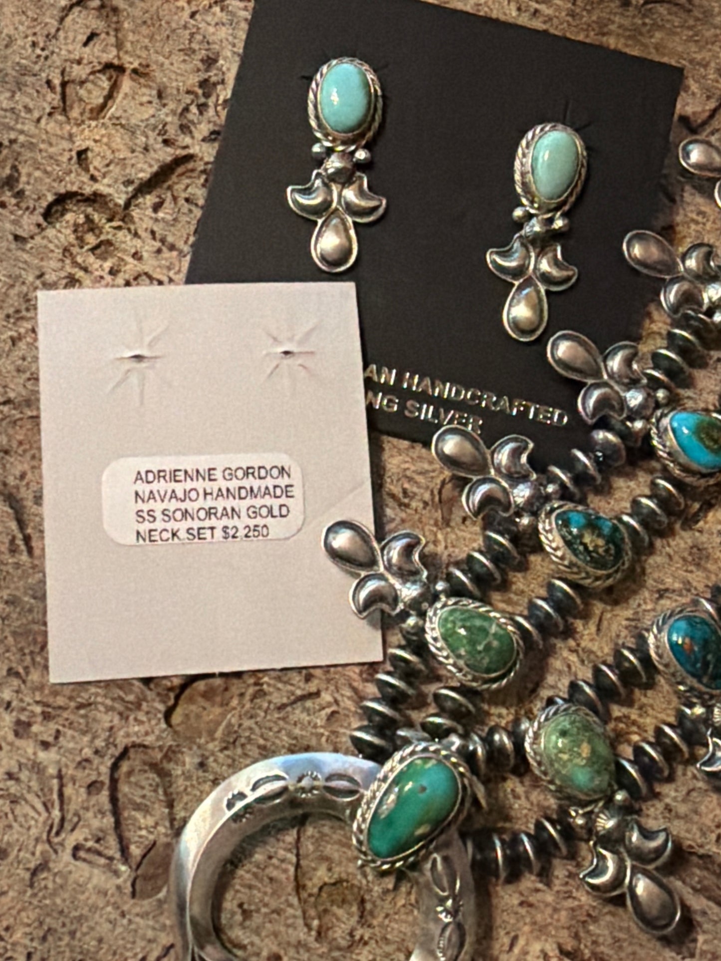 Adrienne Gordon Sonoran Mountain Turquoise & Sterling Silver Squash Blossom Necklace Set