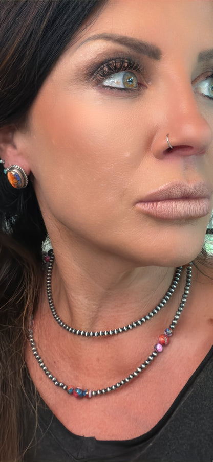 Orange Dream Mojave and Sterling Silver Stud Earrings