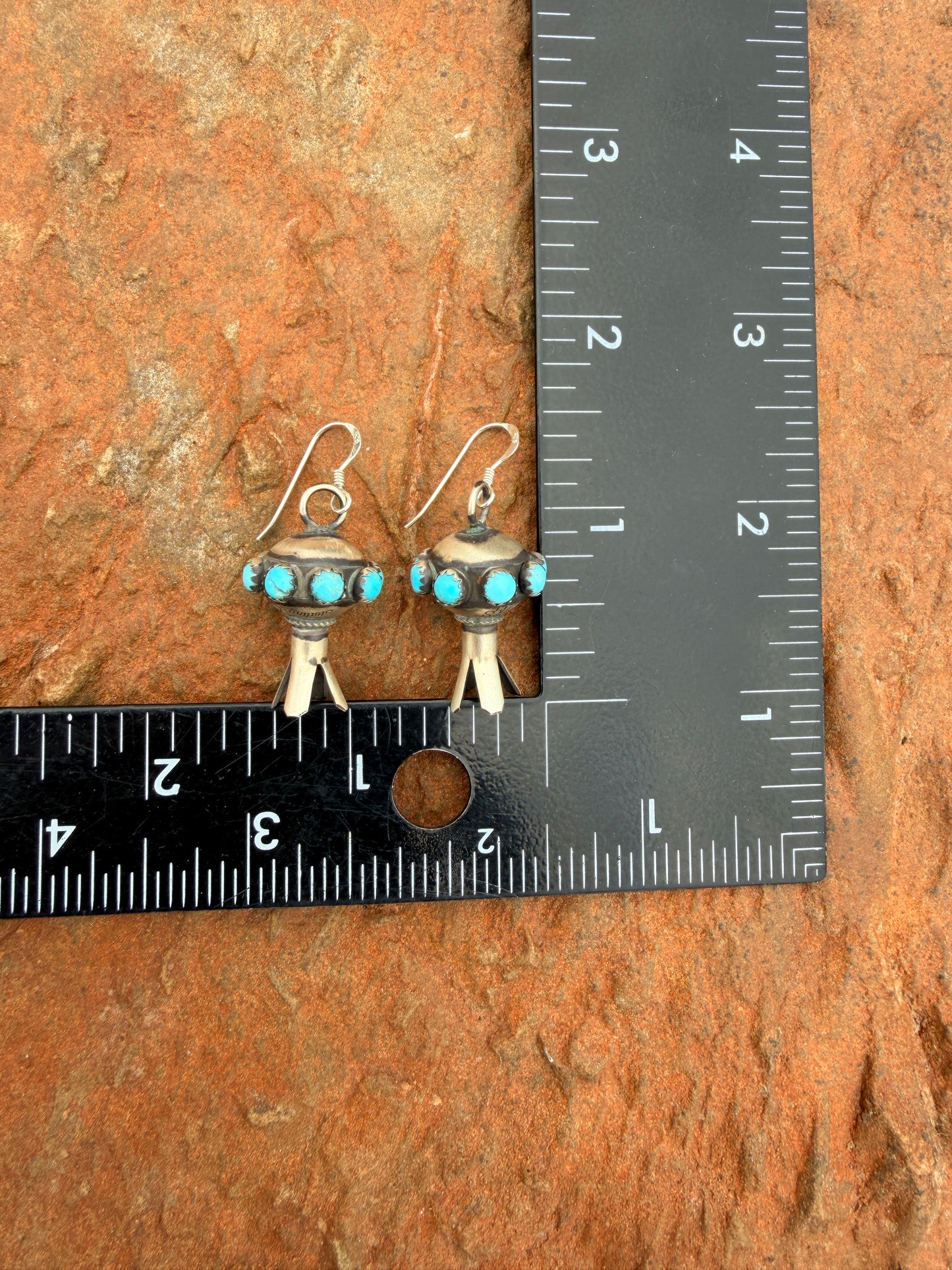 Authentic Sterling Silver Squash Blossom Earrings With Stone Accents - by Monica Smith