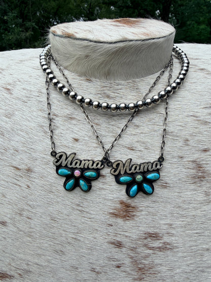 Handmade Mama Sterling Silver & Stone Necklace
