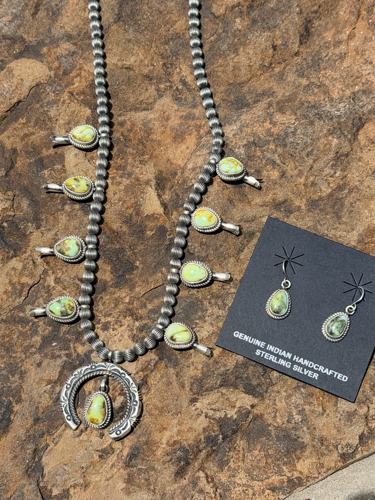 Authentic Palomino Squash Blossom Necklace Set