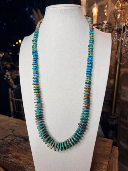 Navajo Handmade Turquoise Beaded Necklace by Kimberly Tom 30”