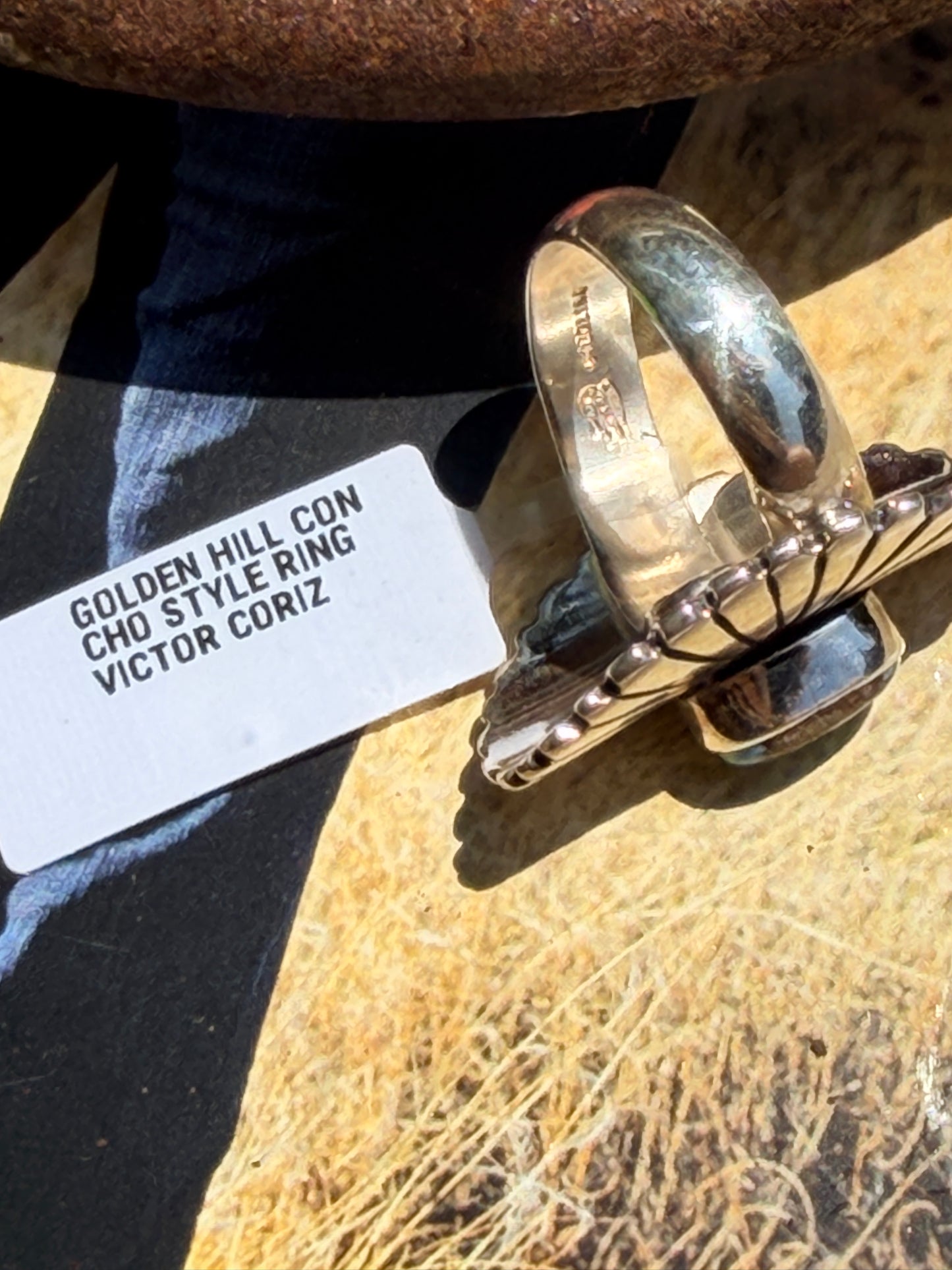 Golden Hills Concho Adjustable Ring by Victor Coriz