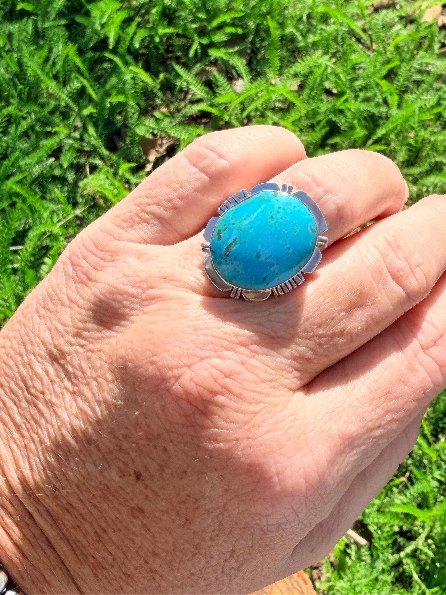 Authentic Native America Navajo Sterling Silver Turquoise Ring By Jimmy Garcia size 6.5