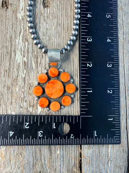 Native Made Spiny Oyster Flower Cluster Pendant by Selena Warner